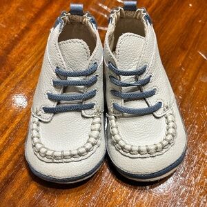 Robeez Cream and Gray Baby Walker Shoes